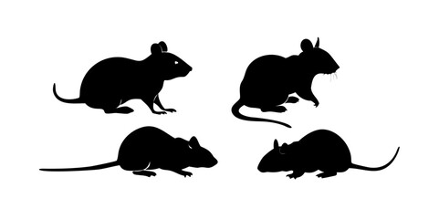 Silhouette mouse collection - vector illustration