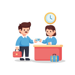 Hotel Check-in Illustration Reception, Guest, Travel, Service