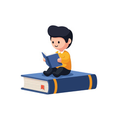 Boy Reading Book Illustration Education, Learning, Knowledge