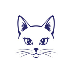 Obraz premium A blue cat face with big eyes isolated on white background