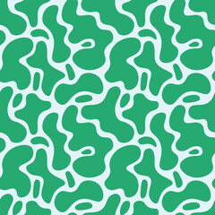 Seamless organic abstract pattern with green irregular shapes on light background for textile, wallpaper, wrapping, modern decor, digital projects, and stylish artistic design.