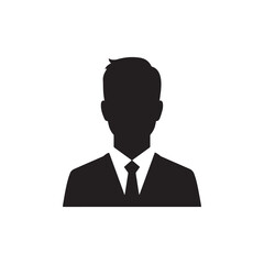 Business profile silhouette male front vector flat illustration design on white background on white background