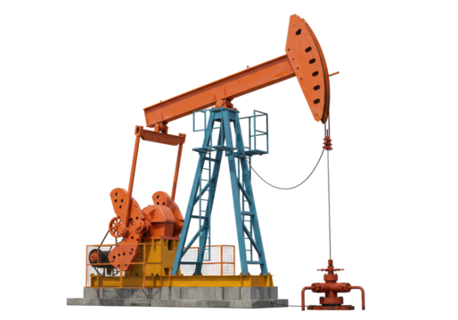 Isolated oil pumpjack wellhead equipment for crude petroleum extraction onshore field