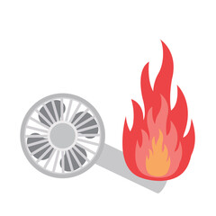 発火するハンディファン　イラスト