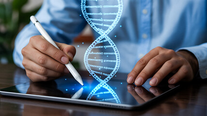 Futuristic Digital Healthcare DNA Tablet Science Technology Design