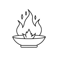 Burning flame in a bowl shape