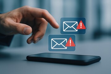 Hand Reaching for Smartphone with Alerts for New Messages in Modern Office Environment