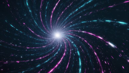 Obraz premium Digital artwork shows swirling light and particles in a deep, dark space