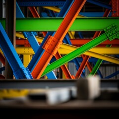 Colorful Steel Beams - A Vibrant Industrial Abstraction.