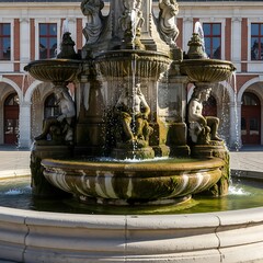 Close-up of a Baroque fountain in Olomouc, Czech Republic.