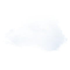 Isolated white cloud against a black background with some digital artifacts around the edges on transparent background