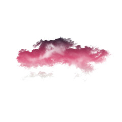 Isolated pink cloud formation with a dark top edge on a black background in a digital style on transparent background