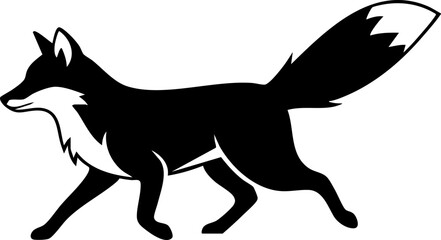 Fototapeta premium Sleek black fox silhouette strides with purpose, embodying wild grace and cunning intelligence for modern nature or abstract designs