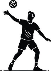 Silhouette of a male volleyball player serving the ball