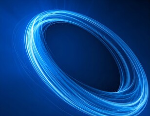 Abstract illustration of a glowing, looping light in a vivid blue space