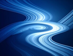 Abstract image of flowing blue lines, swirling and overlapping on dark background