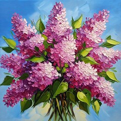 Impressionistic Lilac Bouquet - A Vibrant Floral Still Life Painting.