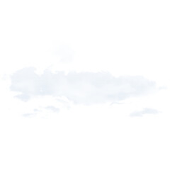 Isolated single white cloud formation against a black background in a horizontal orientation on transparent background