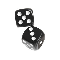 Black game dice on white background