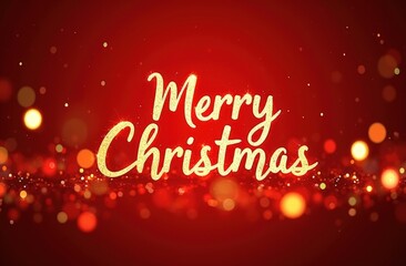Festive merry christmas greetings with sparkling red and gold bokeh background