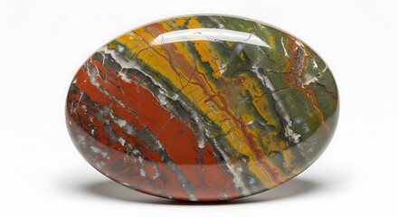 Polished Bloodstone Cabochon - A Gemstone of Vitality and Grounding.