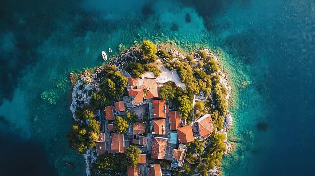 Sveti stefan island village on the adriatic sea