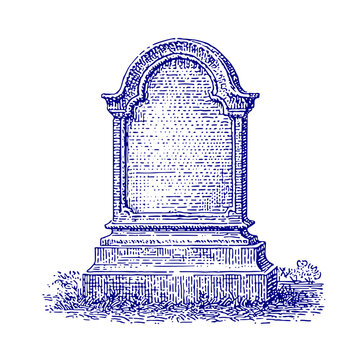Vintage Gravestone Illustration. Vintage woodcut engraving linocut vector illustration.