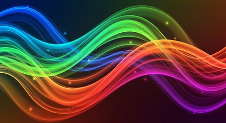 Vibrant abstract wave background with luminous flowing lines and shimmering particles, creating an energetic and colorful light spectrum for modern digital designs and dynamic visual effects