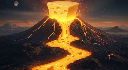 Volcano Cheese Eruption Abstract