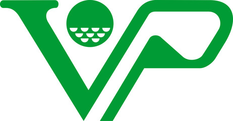 Monogram of the letter V and P united. Golf instrument, abstract, outline and elegant.