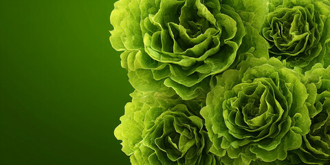 Fototapeta premium Fresh green lettuce closeup with organic vegetable leaves in natural detail - AI generated