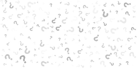 Question mark seamless pattern. Repeating interrogation patern. Hand drawn black simple icon on white sample background. Repeated modern wallpaper for design prints. Repeat swatch.