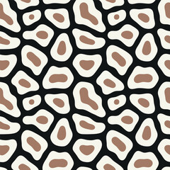 Vector seamless pattern. Free form organic shapes. Stylish structure of natural spots. Hand drawn abstract background. Can be used as swatch in Illustrator. Bicolour spotty print.