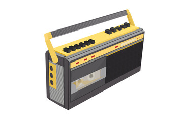 People liked to listen to the cassette recorder on the street.