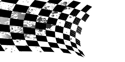 Naklejka premium Race flag background. Checkered flag. Black and white checker. Finishing flag. Automotive graphics. Race motorsport concept. Vector illustration