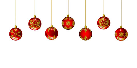 A set of Christmas balls with various patterns. Snowflake ornaments.