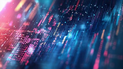 Digital circuit board with glowing data lines processing information - Powered by Adobe