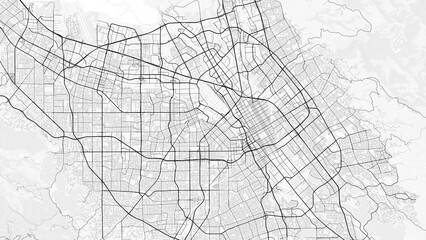 San Jose City Map. Minimalist black and white line art poster for printing, wallpaper, wall art for home and office decor
