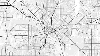 Dallas City Map. Minimalist black and white line art poster for printing, wallpaper, wall art for home and office decor