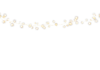 A PNG overlay of string lights for outdoor decor, with a transparent background and glowing lights effect