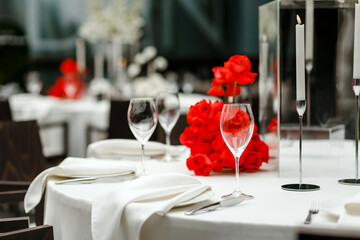 Table setting in a restaurant