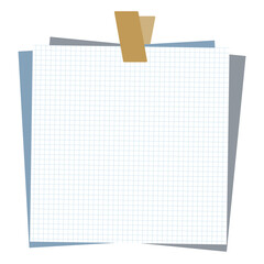 クリップで止められた数枚のメモのイラスト。シンプルなベクターイラスト。