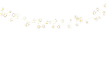 String lights with round bulbs in a transparent background PNG, ideal for overlays and various decorative uses.