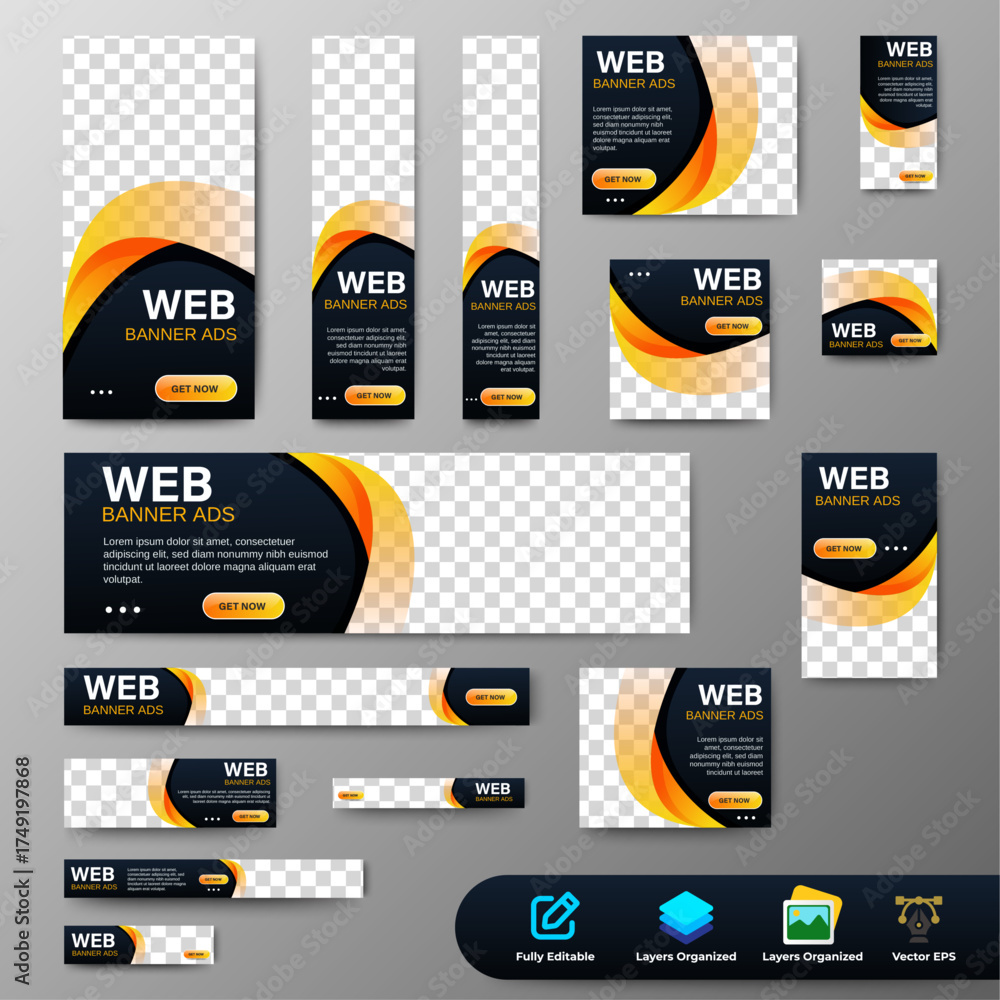 Canvas Prints modern web banner template set, horizontal header web banner, cover header background for website de