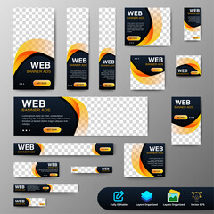 Modern Web banner template Set, Horizontal header web banner, cover header background for website design. Ready to use for Multipurpose uses
