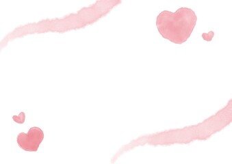 水彩風ピンクのハート背景素材