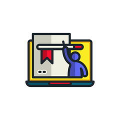 Online Education Person Digitally Signing Document on Laptop Screen Represents Distance Learning and Digital Certificates Achieved Through Online Courses and Virtual Classrooms