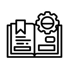 Open Book With Gear Symbol and Bookmark Representing Knowledge And Engineering Concepts On A Transparent Background