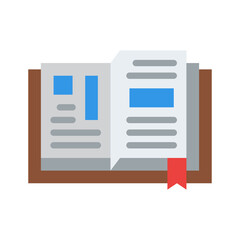 Open Book With Red Bookmark And Abstract Text In Flat Design Style Vector Illustration Transparent Background