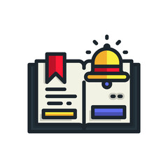 Open Book With Red Bookmark And Yellow Bell Notification Symbol On Transparent Background Digital Art